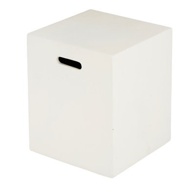 16X20 Inch White Side Table For Propane Tanks, Modern Design, Lightweight Concrete, , No Assembly Required Tank Holder, Concrete Construction, Multi - Functional, Ready To Use Straight Out Of Box