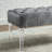 Gray Velvet Upholstered Bench With Acrylic Legs - Button Graceful Look Leg Detail Adds Charm-2036082871
