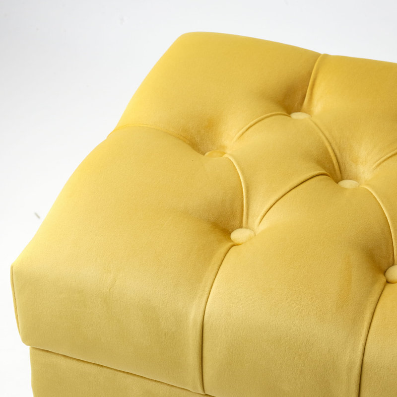 Rothsville Solid Wood Accent Stool, Yellow