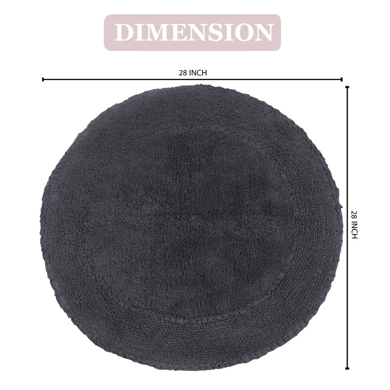Gadbois Double Ruffle Cotton Round Bath Rug, Gray