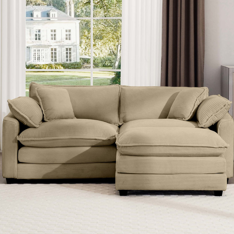 Fauteuil en L en forme de L 2, brun clair, option de sièges modernes avec pour petits salons, couleur brun clair