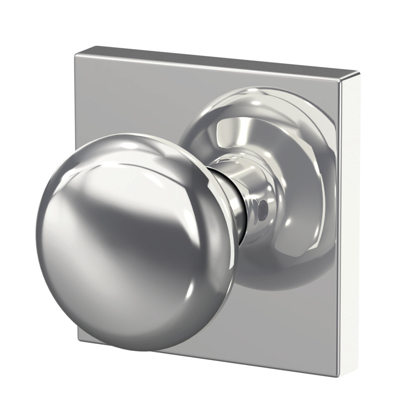 Plymouth Non-Turning Knob with Collins Trim, Bright Chrome