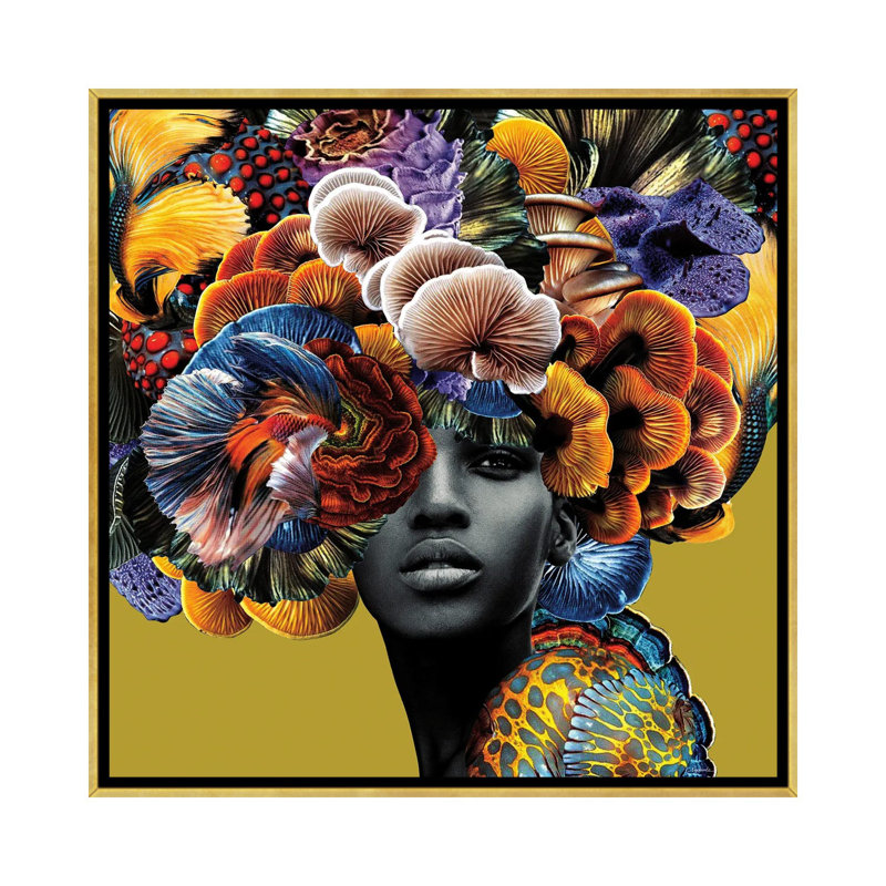Bons cheveux - imprimé, H 26 po x l 26 po, Impression encadrée, Doré