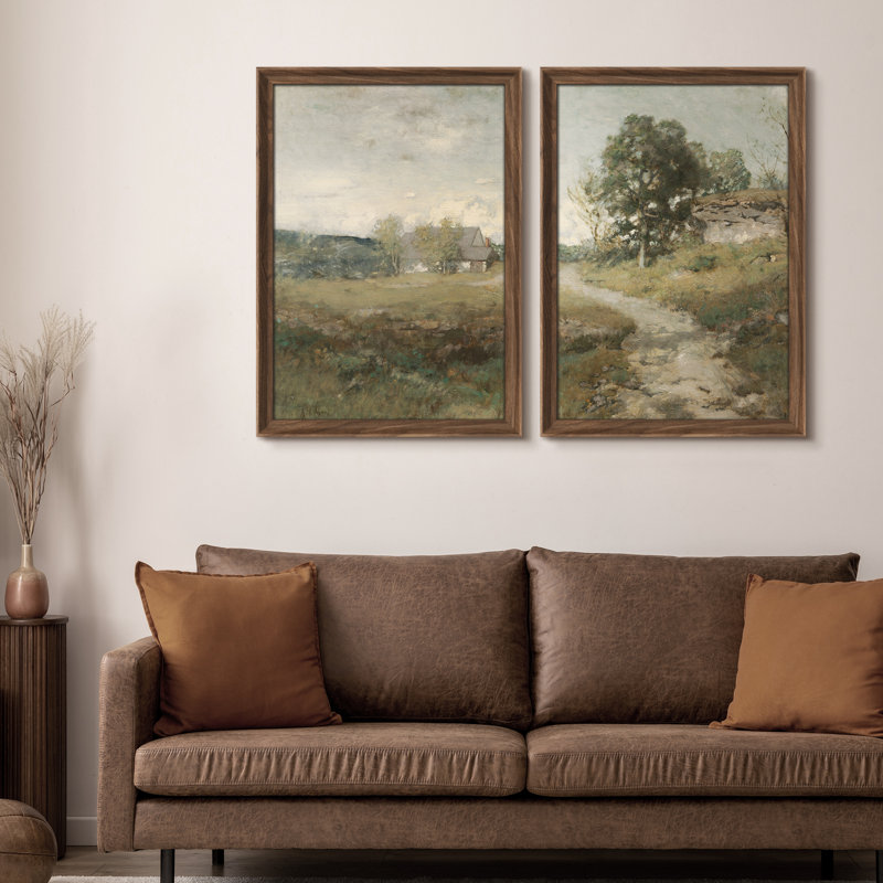 Ensemble de 2 encadrements muraux Premium Premium Fine Art Antique pour chambre à coucher 26 po x 36 po