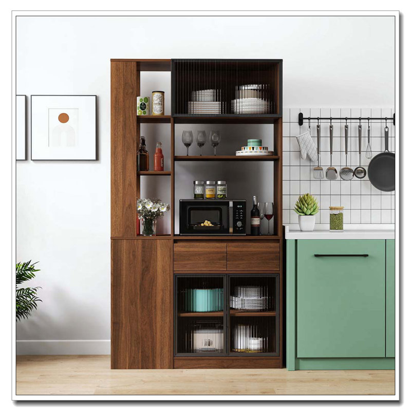 Armoire de rangement en bois, Noyer / noir