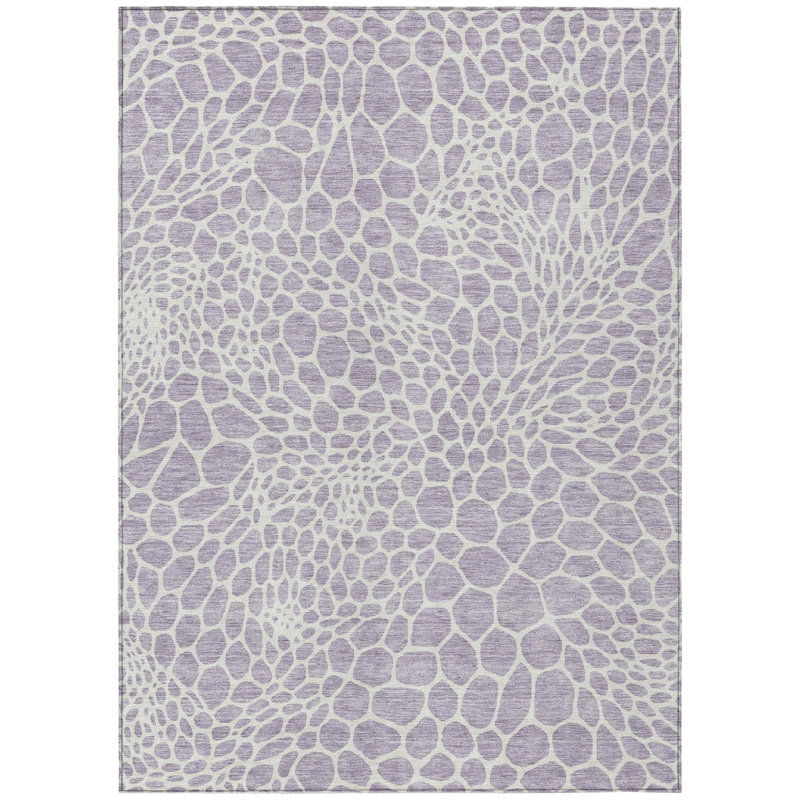Tapis géométrique lavable intérieur / extérieur 5 pi x 8 pi lilas