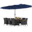 Ensemble de 11 chaises de patio en osier avec parasol double face et 8 chaises empilables-240306076-240306073