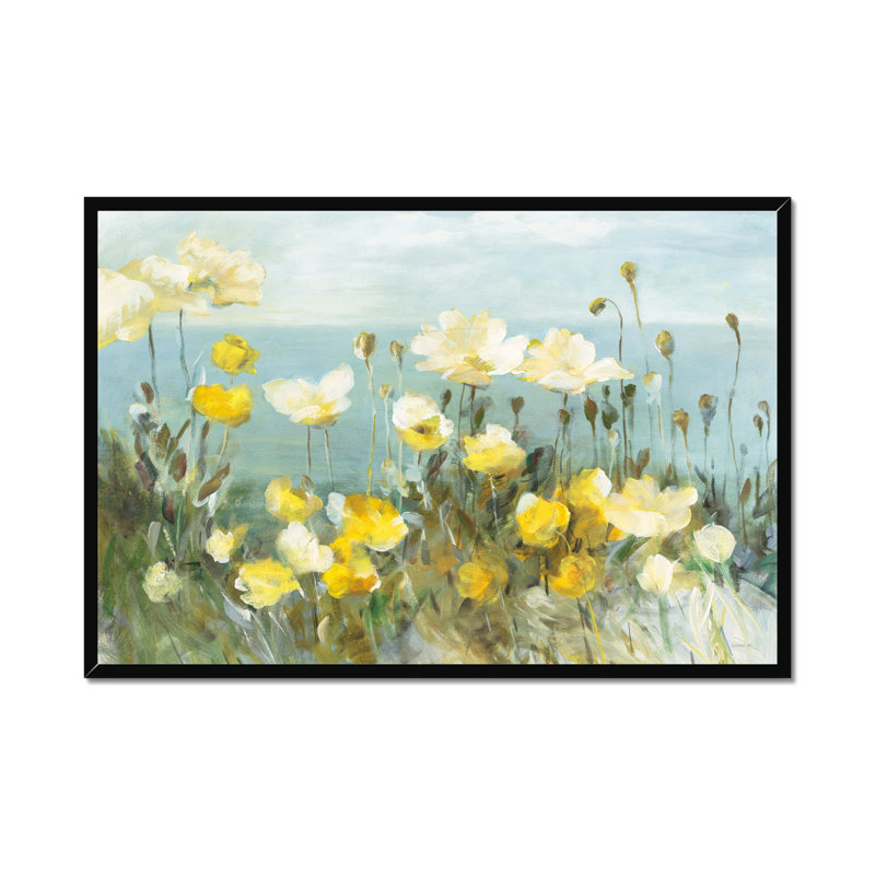 Field Of Poppies Bright Crop by Danhui Nai - Painting, 65cm H x 95cm W, Black Framed Paper Print