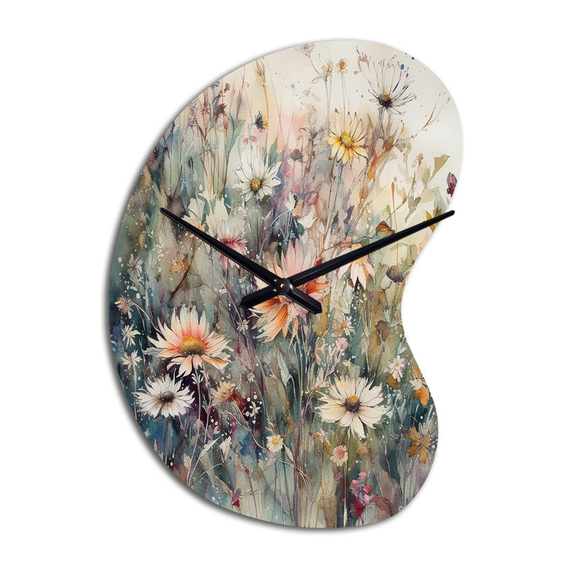 Horloge murale 3D en forme de marguerite orange et vert, Grand