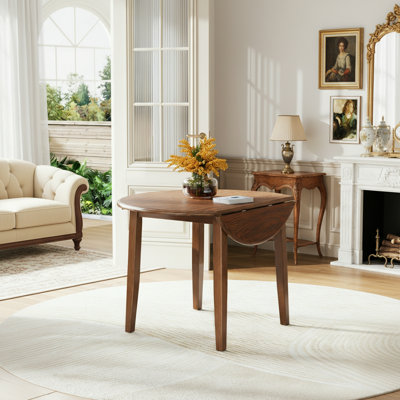 Round Dining Table With 2 Drop Leaf
