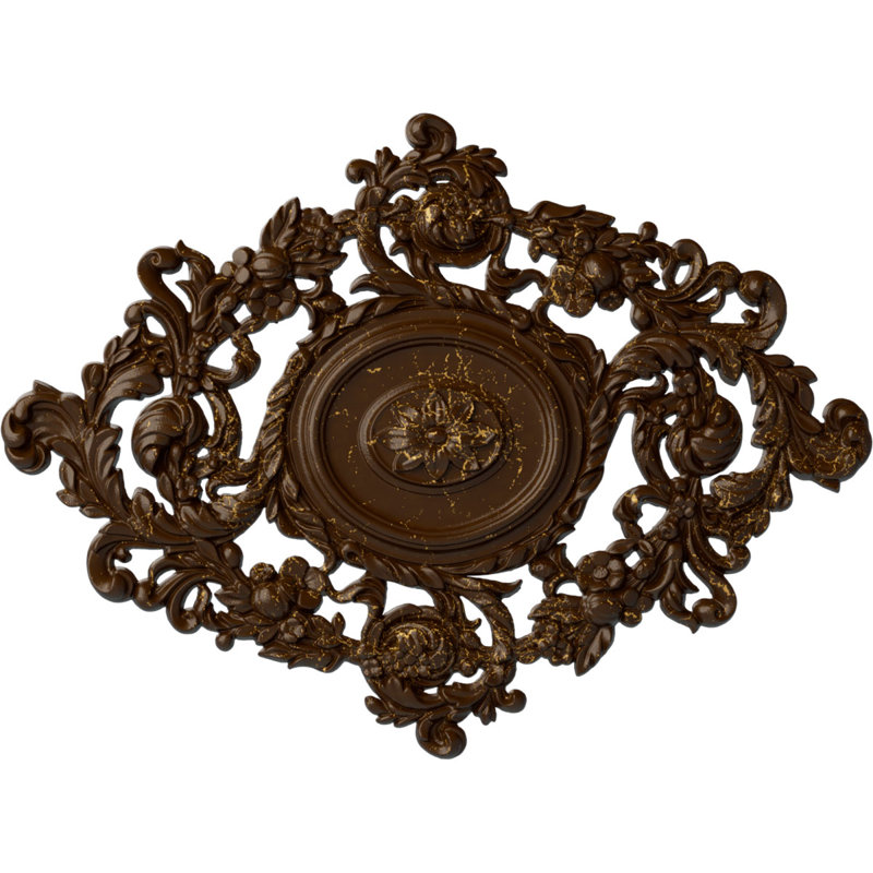 Médaillon de plafond Endurathane Katheryn, l 22 1/2 po x H 30 3/8 po x P 1 1/2 po, fini craquelé à la bière à la main peint à la main