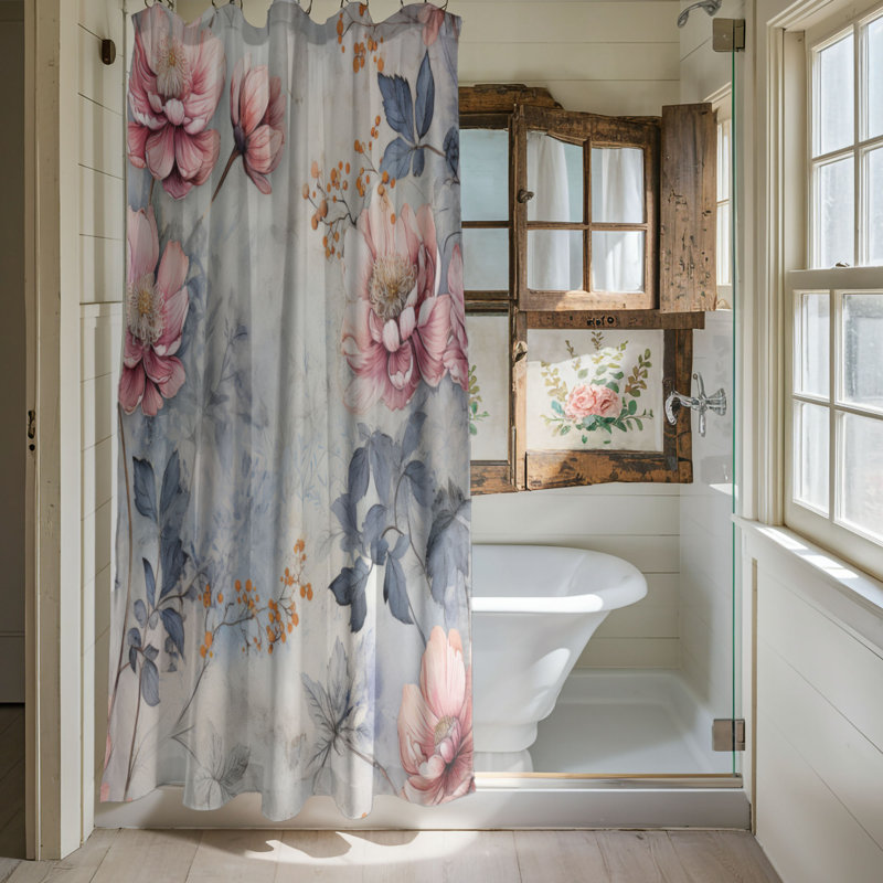 Rideau de douche Rustic Blooms - Premium, H 74 po x l 71 po