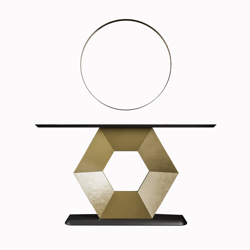 Console Table, 31.5" H x 39.37" W x 13.78" D, Black/Gold