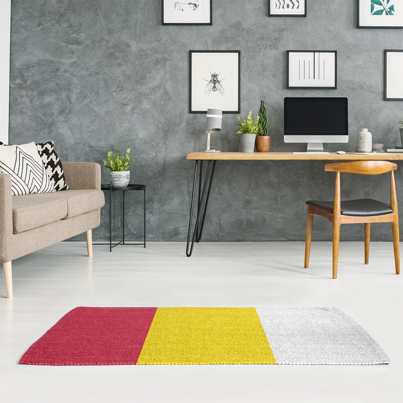 Tapis tissé à plat rouge/jaune St Louis, Rectangle 5 pi x 7 pi