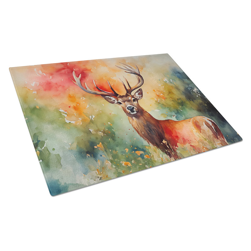 Deer Stag Glass Cutting Board Large