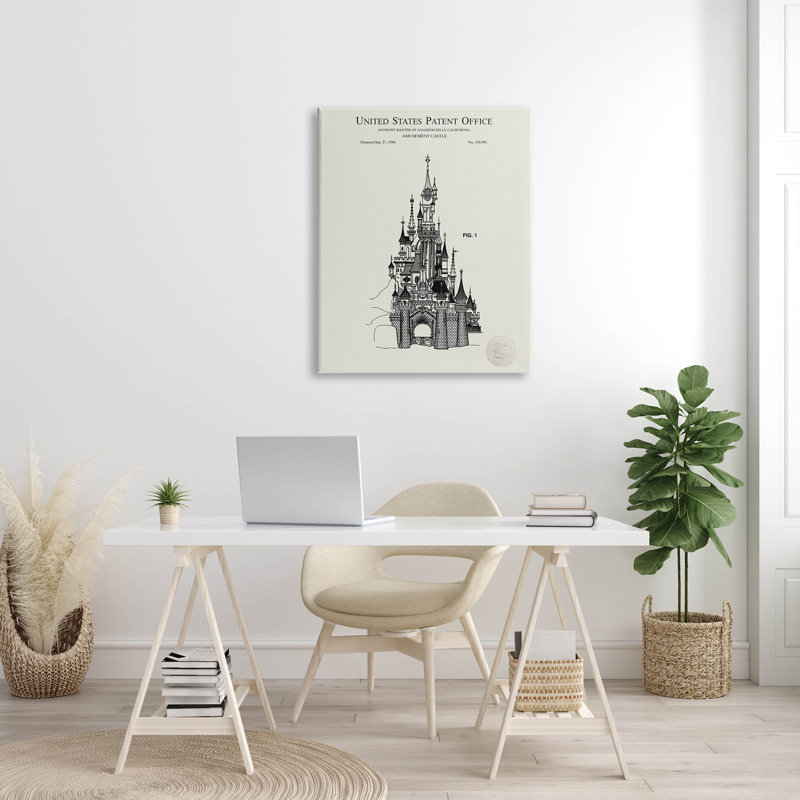 "Intricate Castle Blueprint Diagram", art mural par Karl Hronek, H 40 po x l 30 po x P 1,5 po