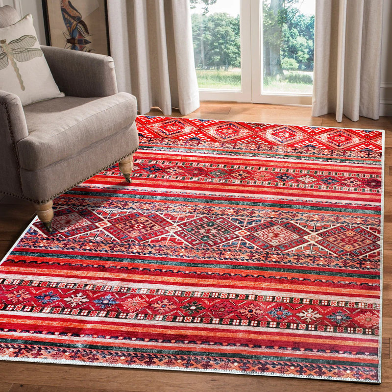 Geometric Cotton and Chenille Flatweave Area Rug, 80 x 150 cm