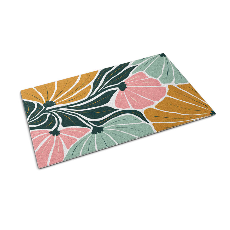 Non-Slip Floral Outdoor Doormat
