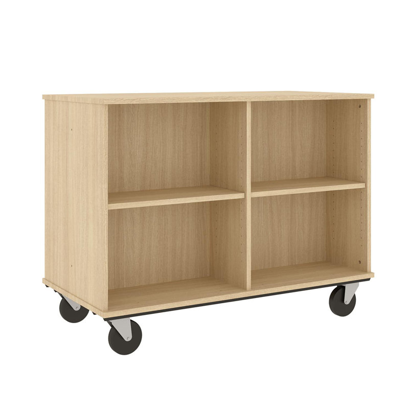 36'' H x 48'' W Double Sided Book Cart with Wheels, Door County Oak