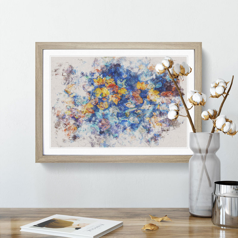 Multi Coloured Autumn Leaves - Picture Frame Painting Print, Oak Framed, 40cm H x 60cm W x 2cm D