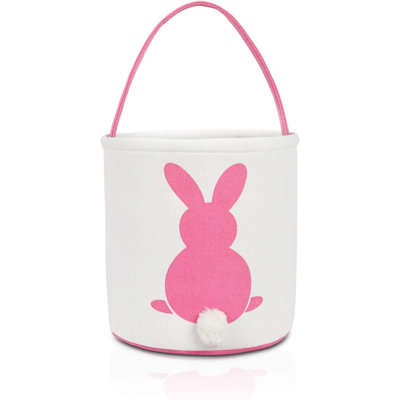 Easter Bunny Basket Bags, Rabbit Bucket Tote For Easter Egg Hunts Decorations Candy Gifts Storage (Pink)