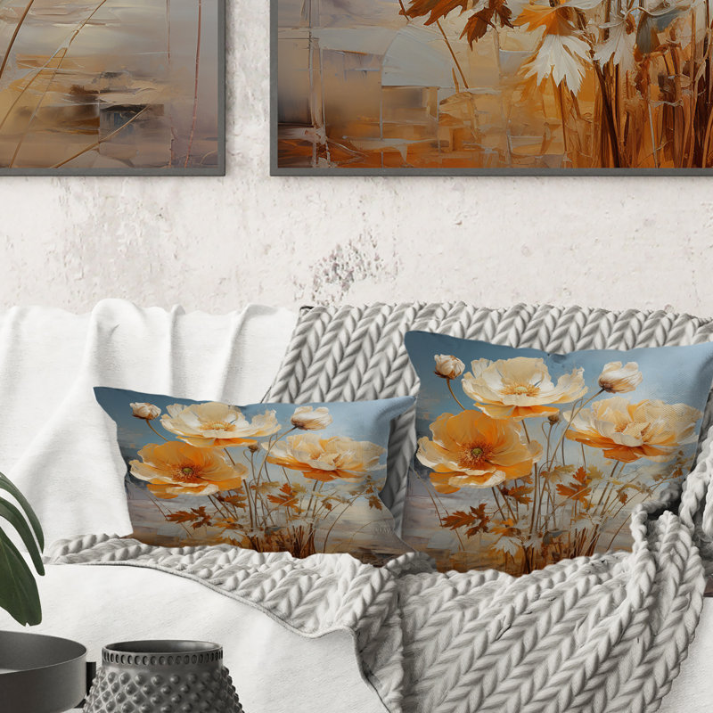 Coussin Peach Buttercups Romantic Impression II - Buttercups