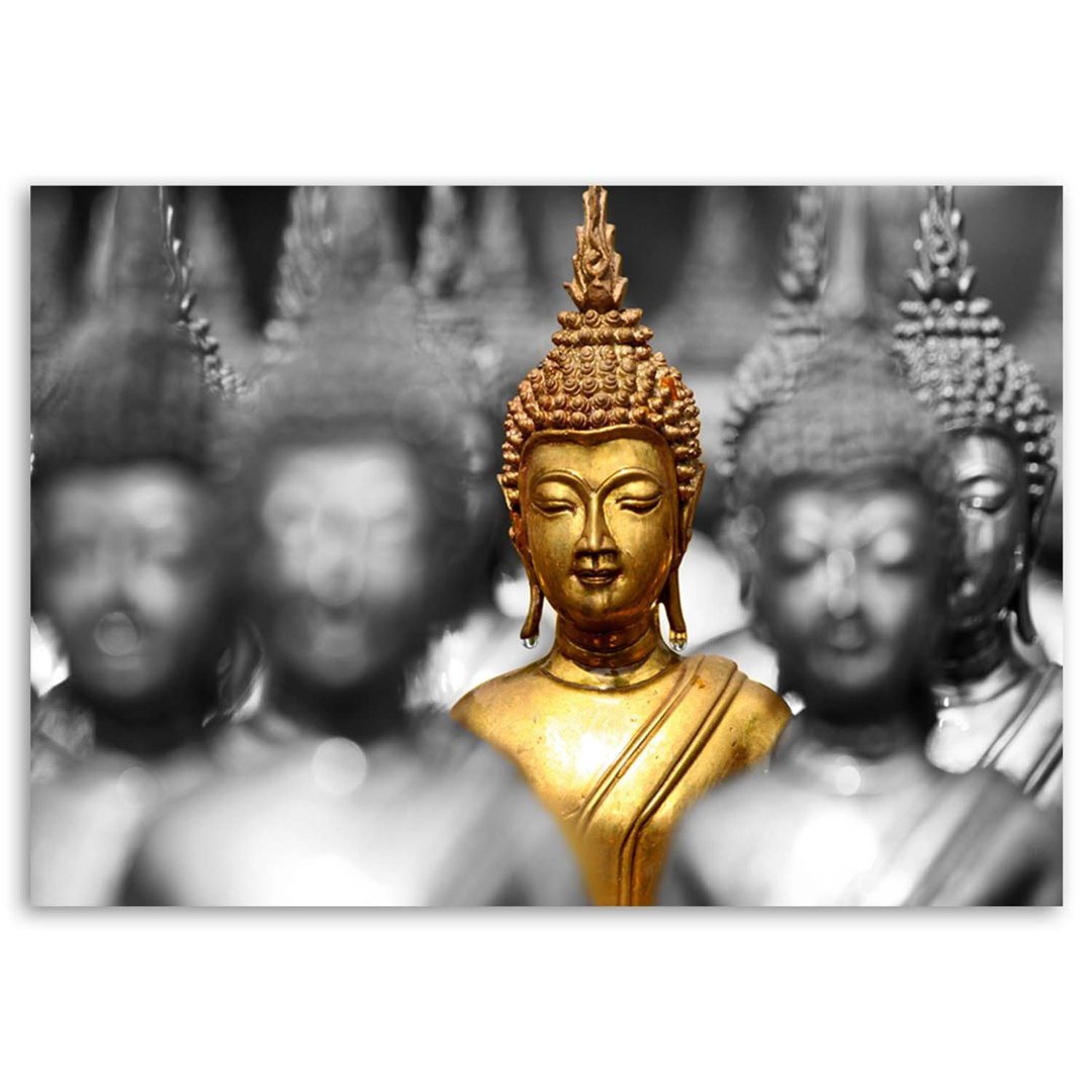 Leinwandbild Goldener Buddha in der Menge