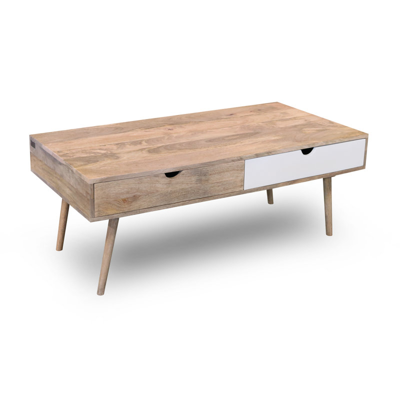 Rousseau Solid Wood Four Leg Coffee Table, White
