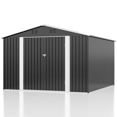 Outdoor Metal Storage Shed with Updated Frame Structure and Lockable Doors