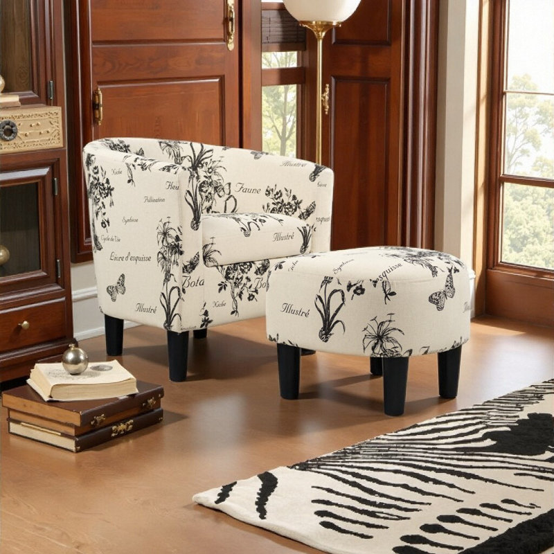 Ensemble de chaise d'appoint et de repose-pieds d'inspiration rétro