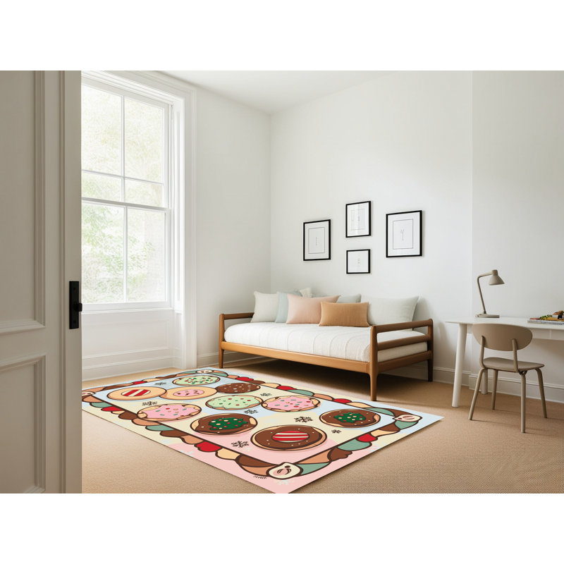 Tapis de vacances The Holiday Aisle® Cookies, Rectangulaire 2 pi x 3 pi