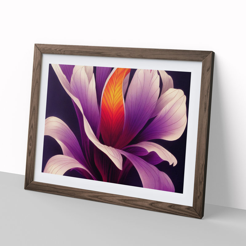 Sweet Flower - Single Picture Frame Print, 34cm H x 46cm W x 2cm D, Walnut