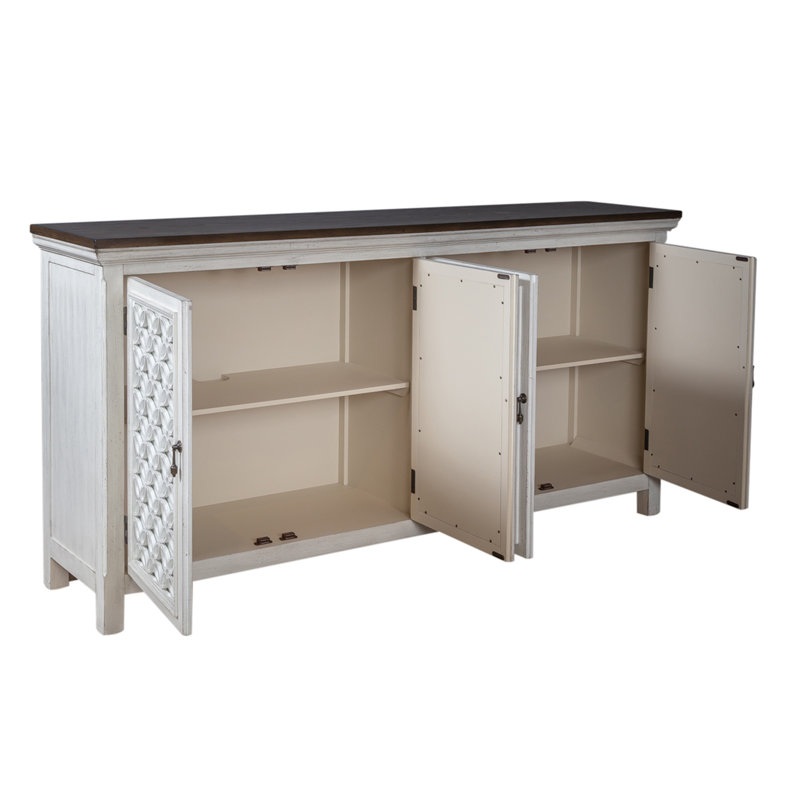 Della Accent Cabinet, Wirebrushed/Gray, 36.5" H x 72" W x 17" D