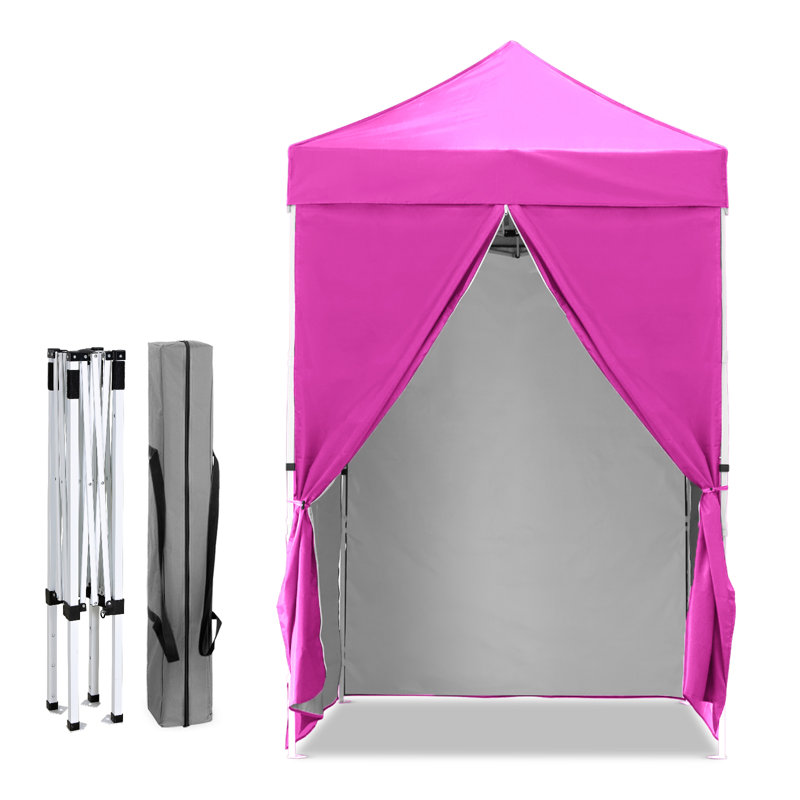 5 Ft. W x 5 Ft. D Outdoor Pop Up Steel Canopy Portable Tent with 4 Sidewalls, Pink