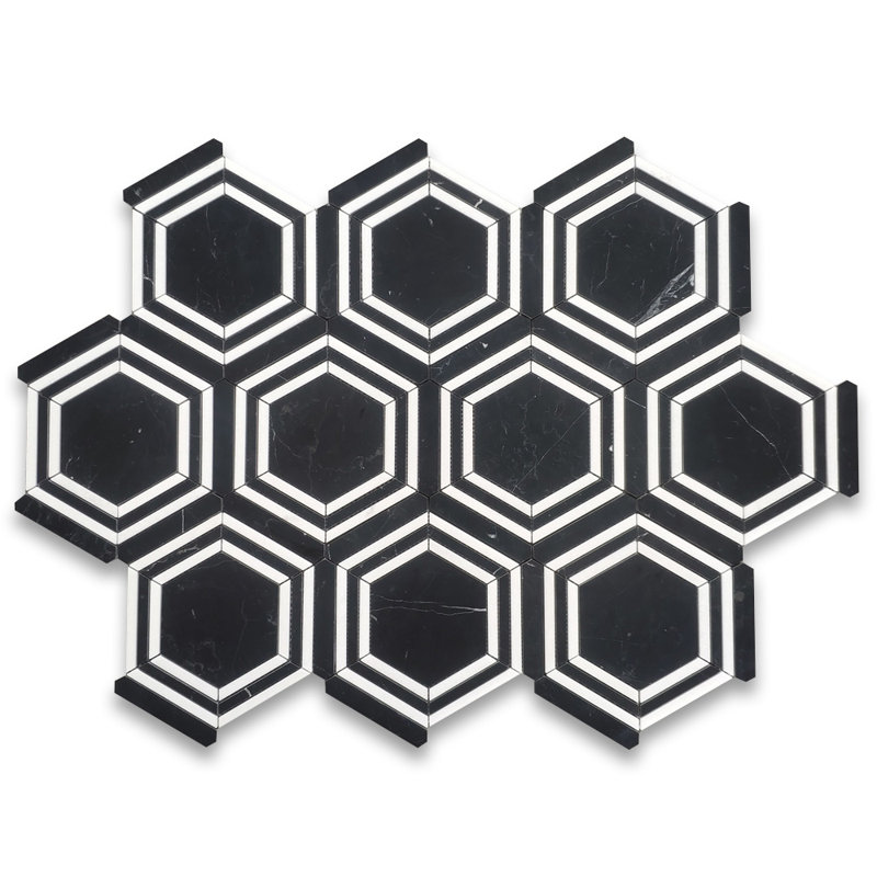 9 in. x 8 in. Honeycomb Honed Marble Tile