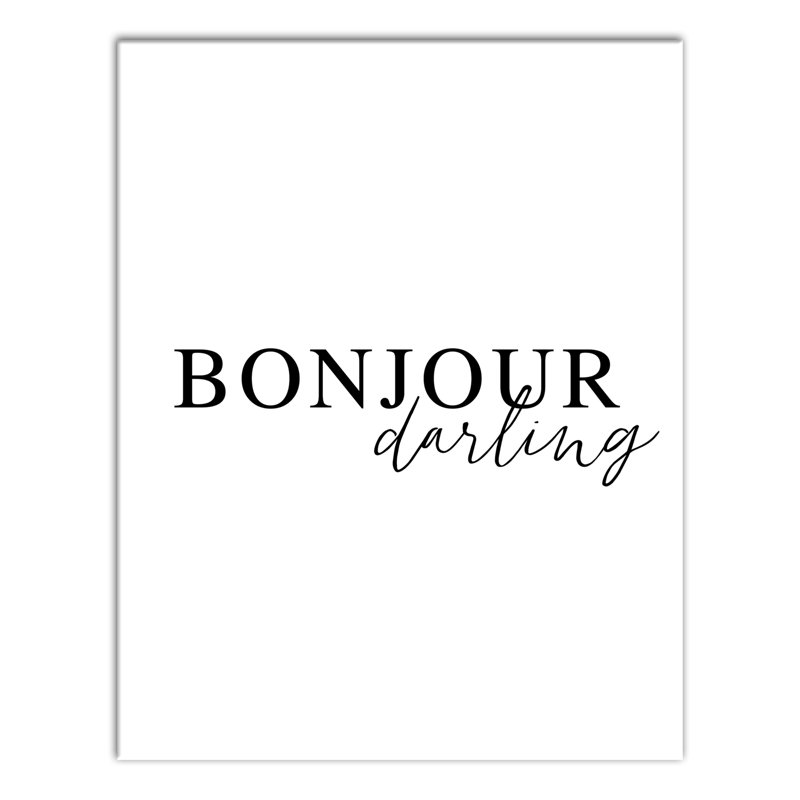 Bonjour Darling - reproduction d'art textuel sur toile, H 10 po x l 8 po, Toile tendue