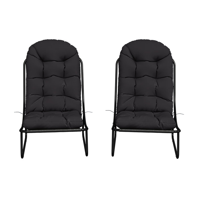 2-Pcs Outdoor Seat/Back Cushion For Adirondack Chair, Black