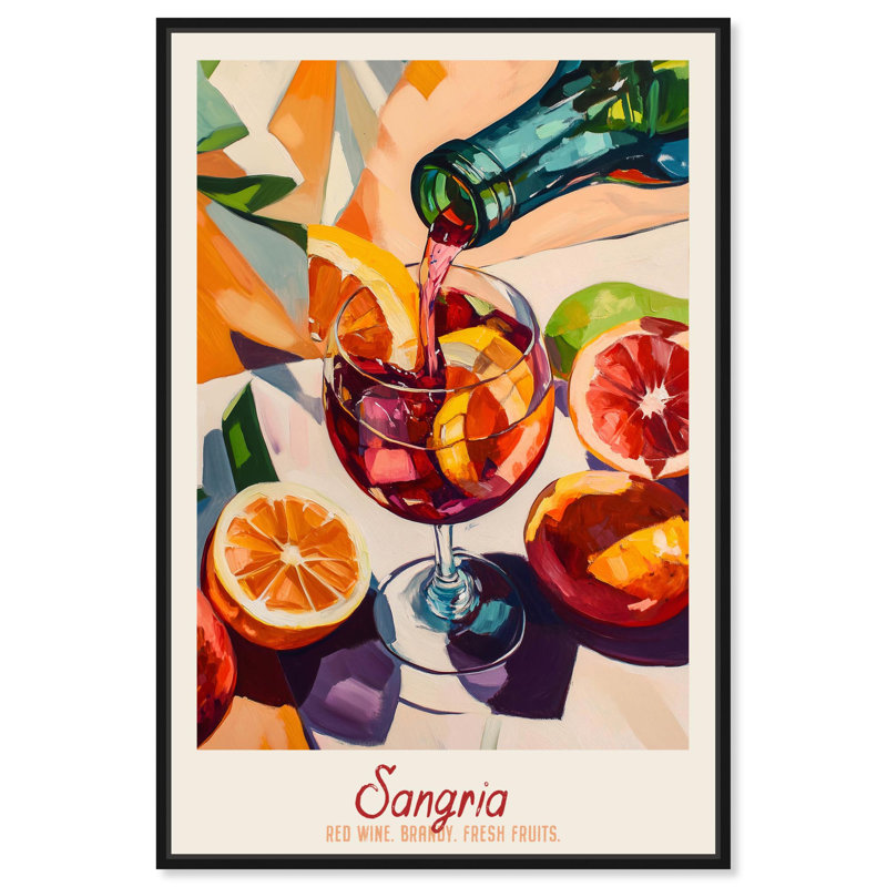 «Sangria Recipe», affiche sur toile tendance , Structure noire, H 16 po x l 11 po