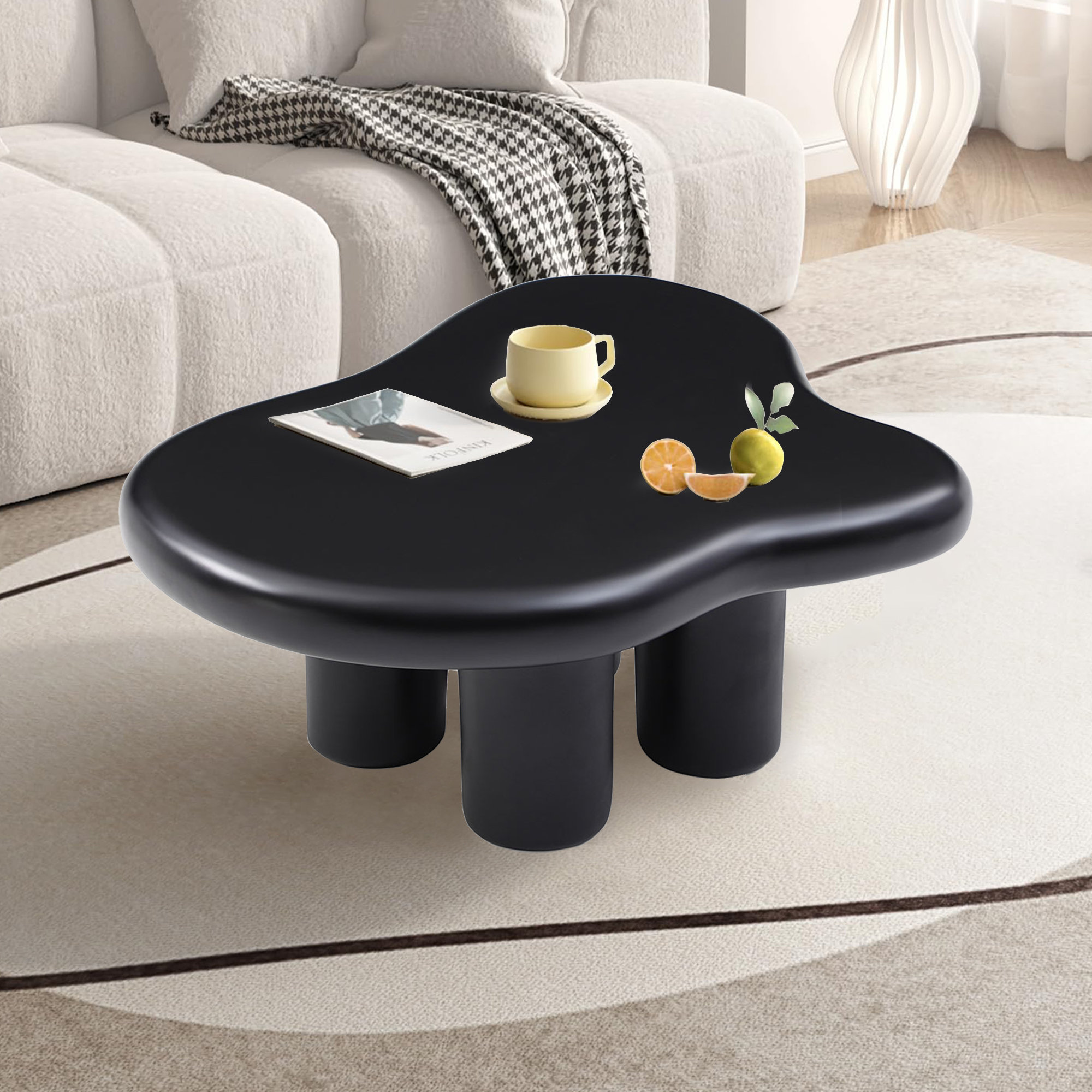 Orren Ellis Faruk Cloud-Shape Cute Coffee Table with 4 Short Legs ...