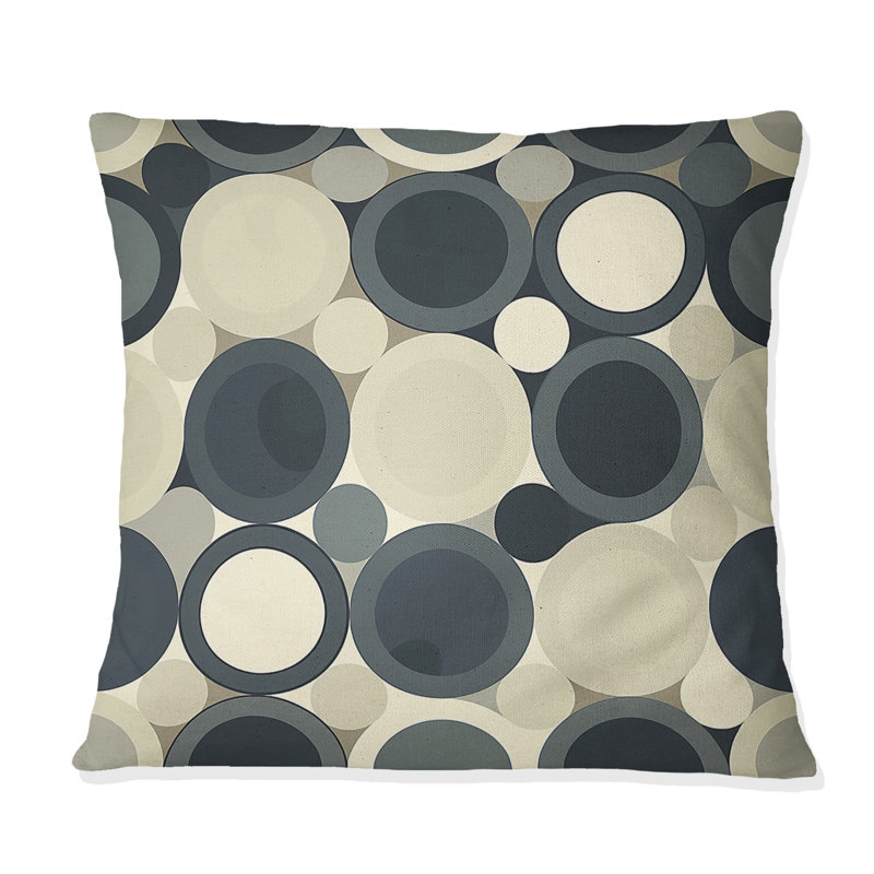 Coussin Mid-Century gris anthracite, H 16 po x l 16 po