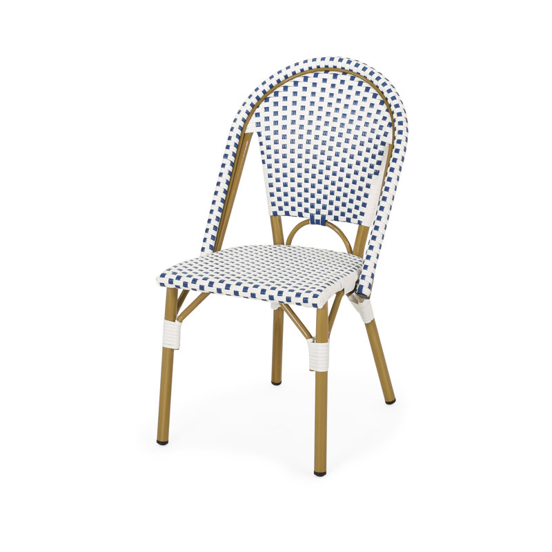 Outdoor Dining Side Chairs, Blue and White