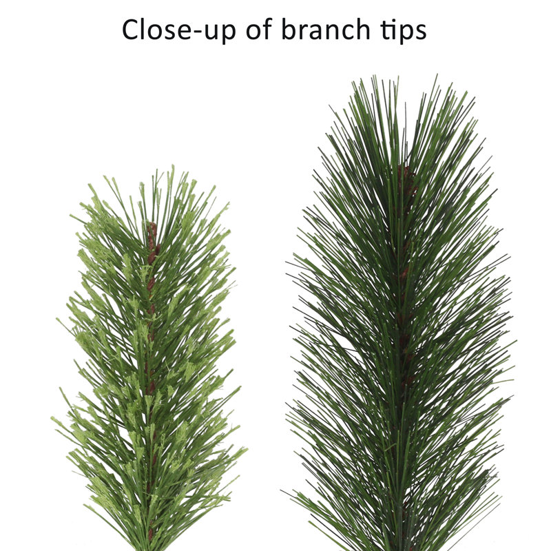 Slim Portland Pine Green Pine Artificial Christmas Tree with Clear/White Lights, 7.5' H