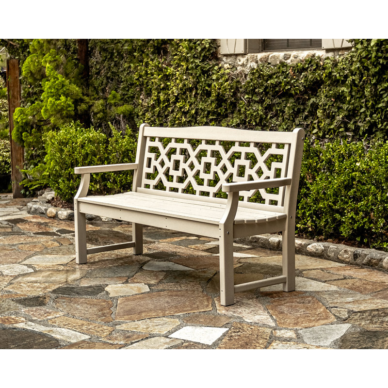 Banc d'extérieur Chinoiserie, Vert, H 34,95 po x l 59,43 po x P 23,21 po