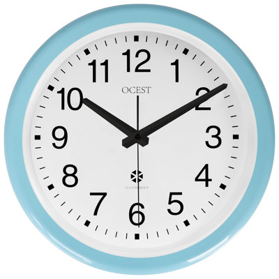 12 Inch Sealed Indoor Outdoor Clock Waterproof, Silent Battery Operated Wall Clocks Decor for Patio Pool Porch Garden (Blue)