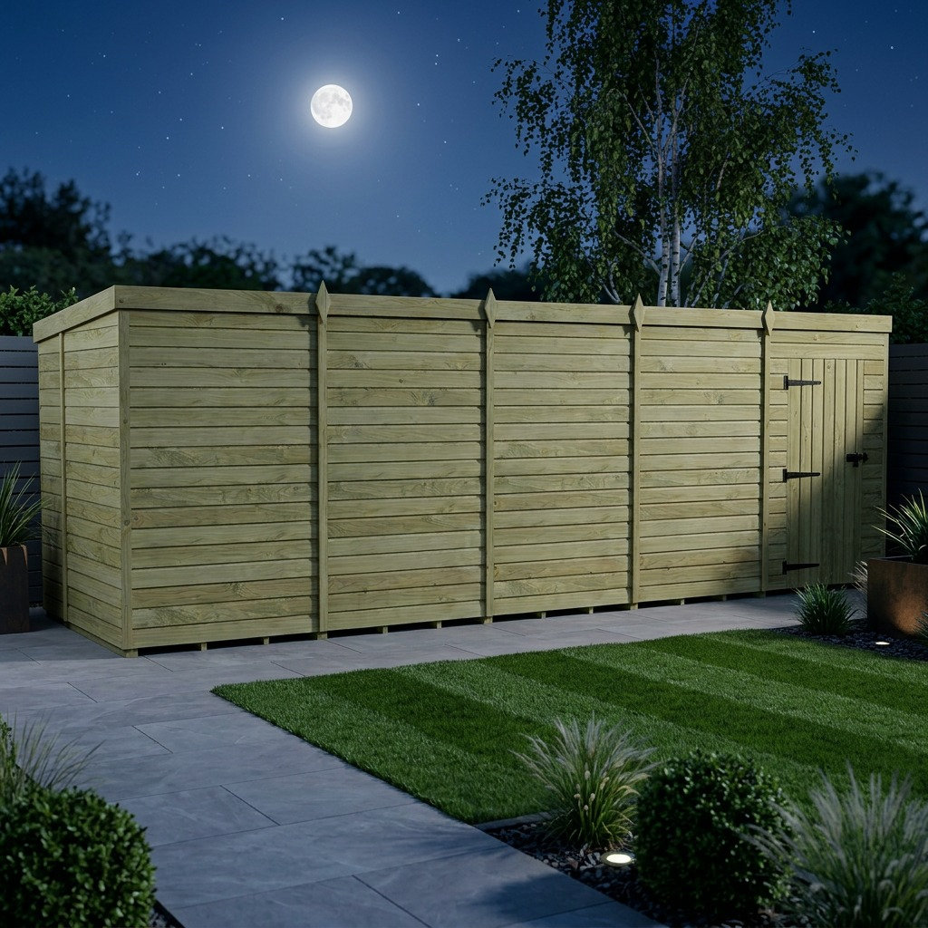 Total Sheds 20ft x 6ft Pent Garden Shed - Single Door - No Windows - Pressure Treated Timber - UK Manufactured