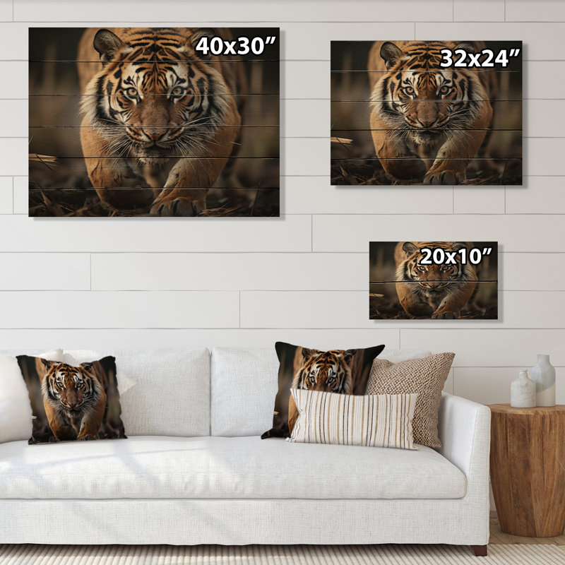 Seka Tiger Stripes Of Power I sur impression sur bois, H 30 po x l 40 po x P 0,78 po