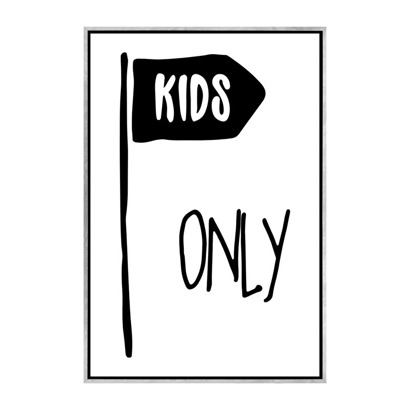 Kids Only - impression d'art textuel, Toile avec cadre argenté, H 60 po x l 40po x P 1,5 po, Pas de tapis