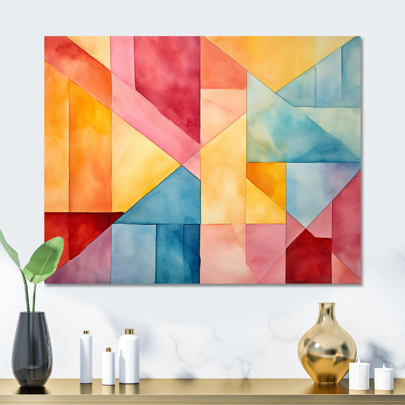 Couleurs pastel contrastant avec composition géométrique II - art mural géométrique en métal MT137616