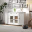 Buffet avec tablettes réglables - blanc moderne pour la cuisine et le salon