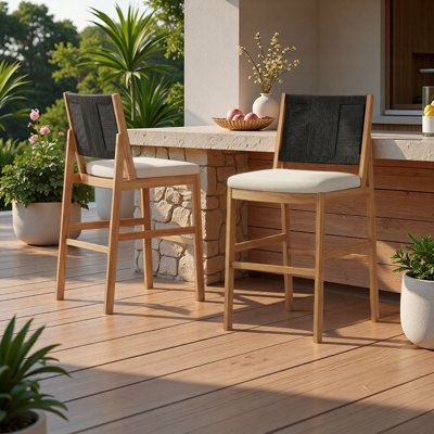 Tabourets de bar d'extérieur en bois d'acacia (ensemble de 2)